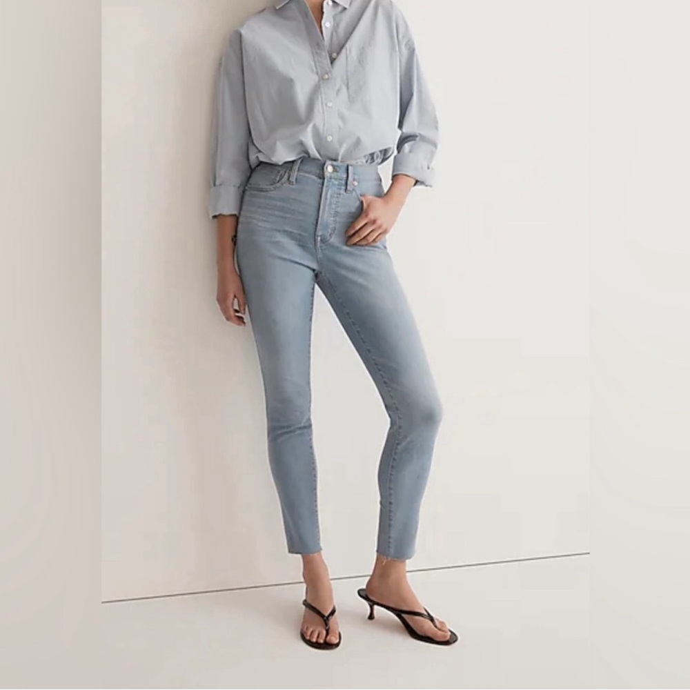 MADEWELL 10” High Rise Skinny Crop Raw Edge Jeans Charlemont Wash   Waist 30 NWT